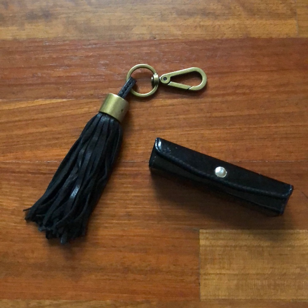 🌵Black Fringe Keychain and Lipstick Case